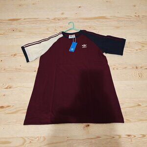 Adidas Classics Original 3 Stripes Tee Shirt Trefoil Retro Men Maroon Dark Blue